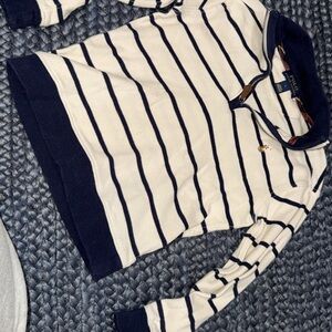 Ralph Lauren Navy and Cream Striped Top